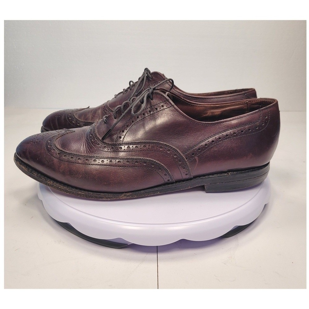 Allen Edmonds McAllister Mens Burgundy Leather Wingtip Oxford Dress Shoes 10.5 B - Picture 1 of 10